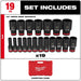Milwaukee 49-66-7012 - 49667012 - SHOCKWAVE 1/2 inch Drive SAE 6 Point Impact Socket Set (19-Piece) - 045242582549