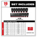 Milwaukee 49-66-7012 - 49667012 - SHOCKWAVE 1/2 inch Drive SAE 6 Point Impact Socket Set (19-Piece) - 045242582549