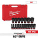 Milwaukee 49-66-7012 - 49667012 - SHOCKWAVE 1/2 inch Drive SAE 6 Point Impact Socket Set (19-Piece) - 045242582549