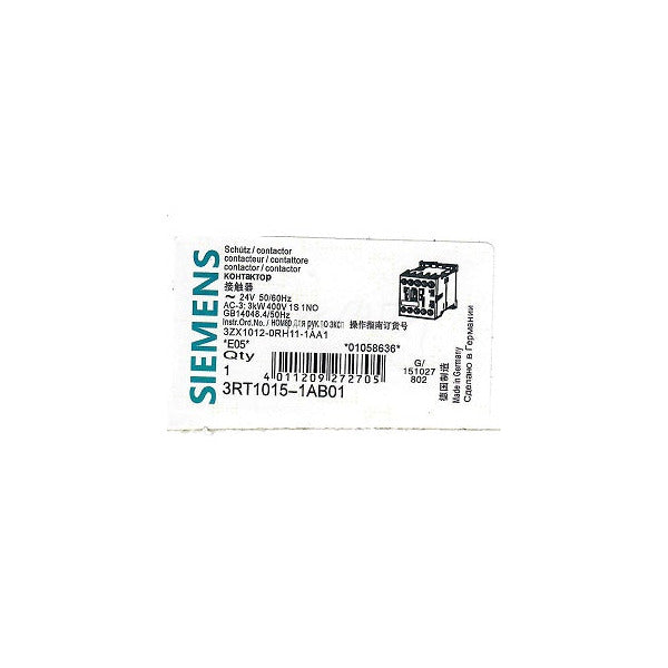 Siemens 3RT1015-1AB01 contactor alternate view