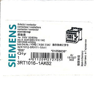 Siemens Contactor 3RT1016-1AK62 / 3RT10161AK62