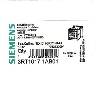 Siemens Contactor 3RT1017-1AB01 / 3RT10171AB01